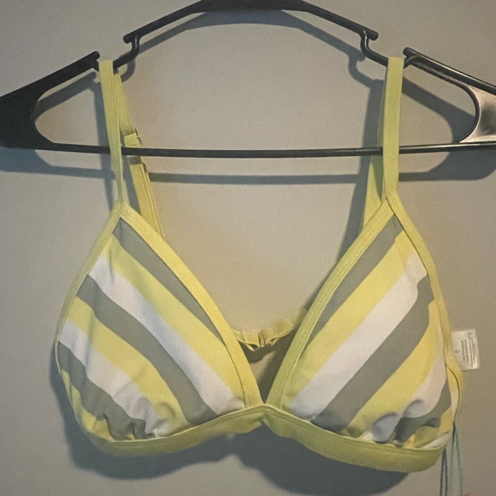 Striped Yellow and Gray Women's swim top